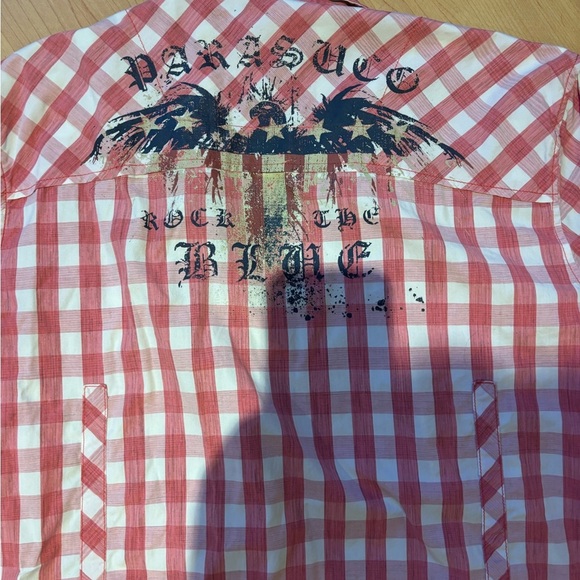 Parasuco Red and White Checkered Men's Button up Shirt - Picture 4 of 6